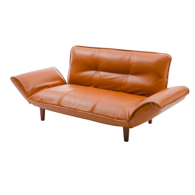 セルタン 日本製 カウチソファー 和楽の極 2人掛け ポケットコイル ヴィンテージ キャメル 背部肘部14段リクライニング 高反発 A01p-14段の通販は 21,388円