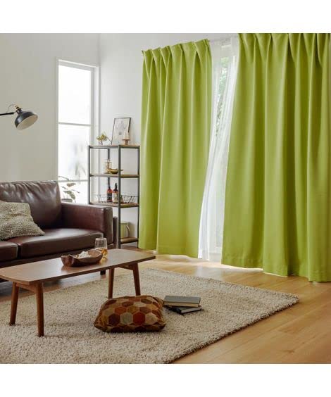ニッセン カーテン 1級遮光カーテン＆レース4枚セット（選べる10色） ライム 12=幅100×長さ135cm×4枚の通販は