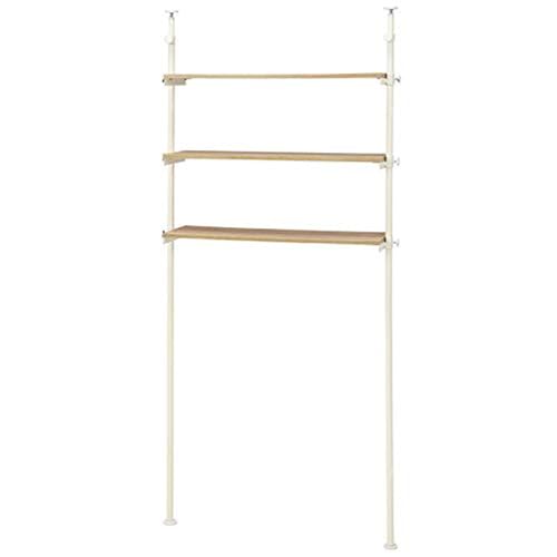 萩原(Hagihara) ランドリー収納 洗濯 機ラック ランドリー 突っ張り 【高さ無段階調節】 木目調 幅90 ホワイト KTR-3154WH