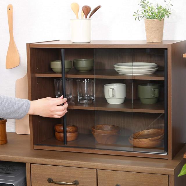 不二貿易 食器棚 キッチン収納 コンパクト 幅60×奥行29×高さ44cm