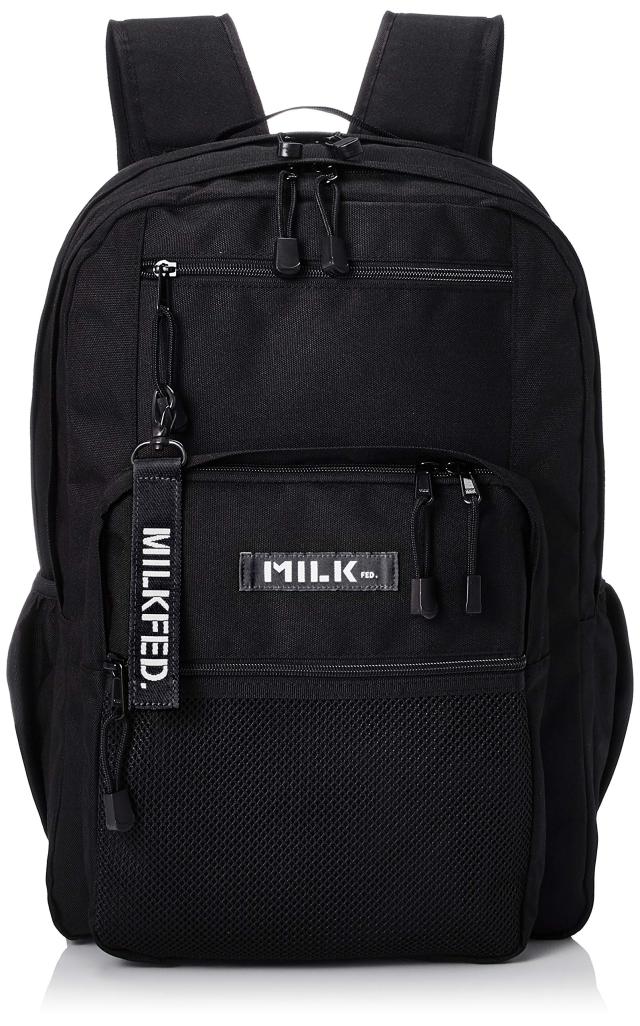 ミルクフェド ダブルジップ バックパック W ZIP BACKPACK 103202053019 ブラック