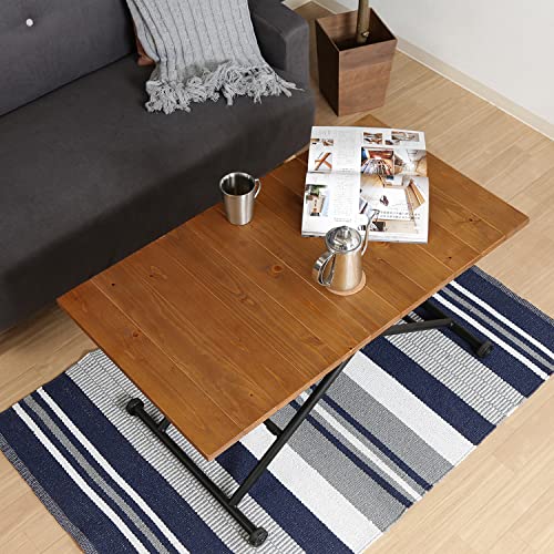 不二貿易 昇降テーブル リビングテーブル 幅100~115×奥行55×高さ14~72cm ブラウン 無段階 昇降式 キャスター付き シルビア 不二貿易 昇降テーブル リビングテーブル 幅100~115×奥行55×高