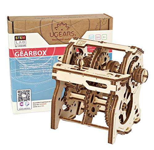 Ugears ユーギアーズ Gearbox ギアボックス 組立て 学習 発見 面白い AR（拡張現実）STEM 教育 木製 ブロック パズル おもちゃ