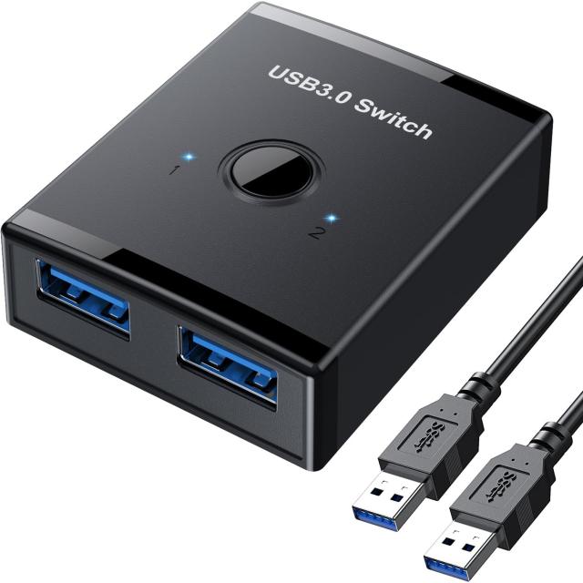 Runbod 切替器 usb 切り替え器 pc2台用 マウス キーボード usb3.0 切り替え プリンタ 手動切替機 USBケーブル×2 1 ...