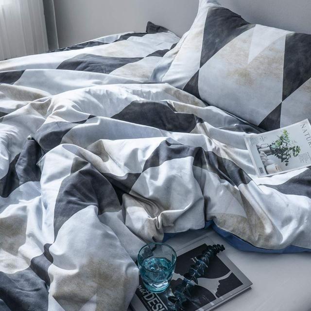 MILDLY エジプト超長綿100% 布団カバー 4点セット セミダブル：掛布団カバー ボックスシーツ 枕カバー*2 / 肌ざわりが良い 通気性に富んの通販は