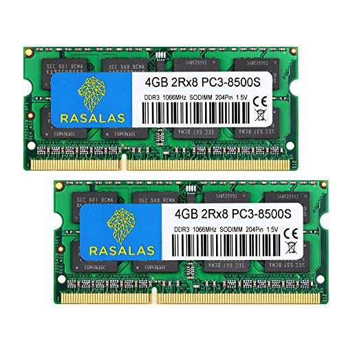 8GB メモリ PC3-8500S 1067MHz 1066MHz 4GB×2枚 ノートPC用 メモリ DDR3 8500 PC3-8500 SODIMM RAM Apple専用増設メモリ (2x4GB)