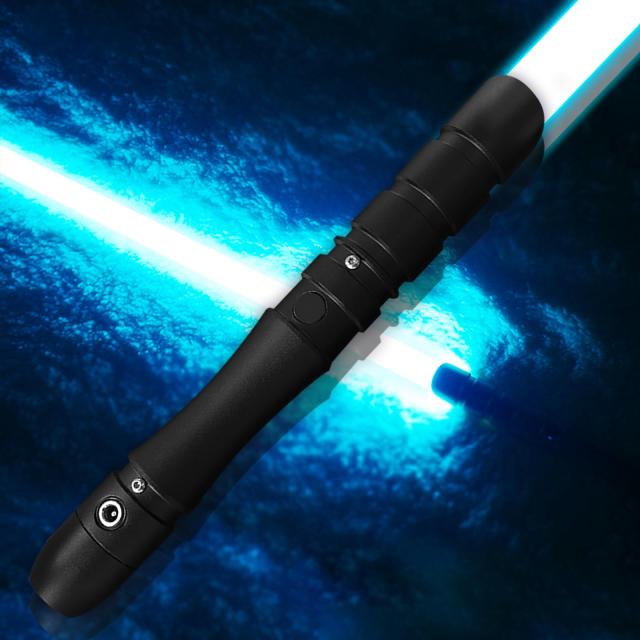 YDD ライトセーバー LEDブレード メタルヒルト フォースFX ライトセーバー 効果音 センサー搭載 充電式ライトアップソード（黒の柄アイス