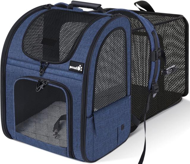 ペキュート Pecute ペット キャリーバッグ 猫用 犬用 リュック メッシュ窓 通気性 拡張可能 2WAY ペットハウス ケージ 折り畳み お出かけ