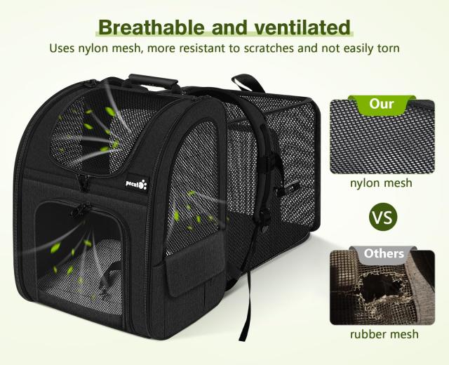 Pecute ペット キャリーバッグ 犬 猫 ウサギ リュック 拡張可能 2WAY