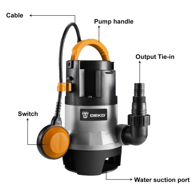 DEKO 水中ポンプ 400W 底部入水式 汚水 清水用ポンプ 吐出量 7500L/H