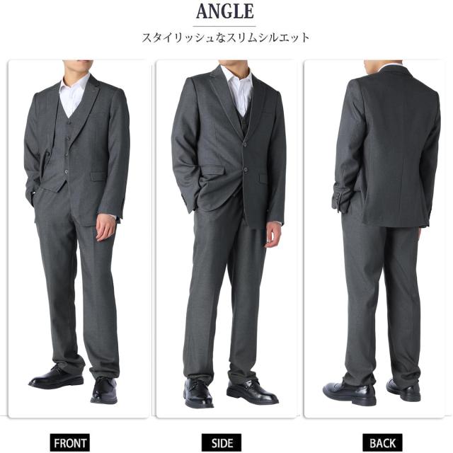 YFFUSHI スーツ メンズ 3点セット ジャケット スラックス ベスト