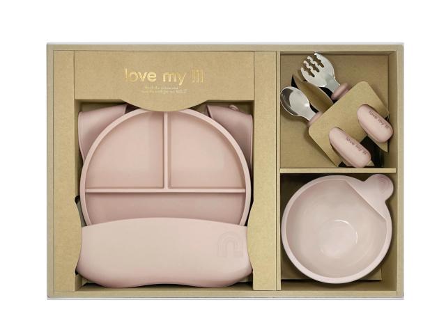 ラブマイリル ギフトセットA 出産祝い お食事セット ソフトスタイ/吸盤付きディッシュ/ボウル/スプーン＆フォークくっつく ベビーギフ