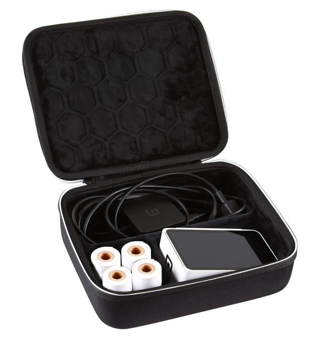 2TUFF スクエアリーダーケース - 四角いターミナル充電器とカードリーダーレシート用紙ロール4枚に対応 - トラベルプリンターキャリーケ