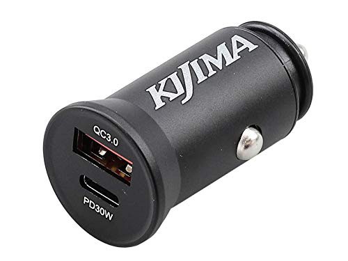 キジマ (kijima) バイク バイクパーツ USB変換アダプター USBチャージャー 12Vシガーソケットタイプ 2ポート タイプA＆タイプC 304-6222