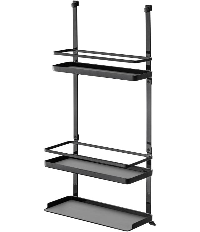 山崎実業(Yamazaki) レンジフード調味料ラック 3段 ブラック 約W27.5XD14XH57cm タワー tower 大容量 キッチンラック シリ コーンマット付