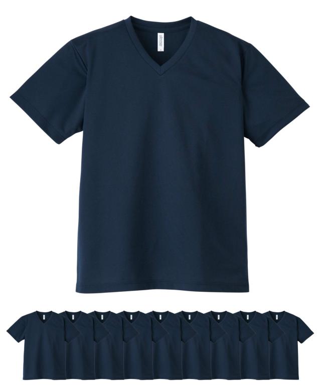 グリマー 00337-AVT 4.4オンス ドライ VネックTシャツ 10枚セット メンズ (ネイビー,3L)
