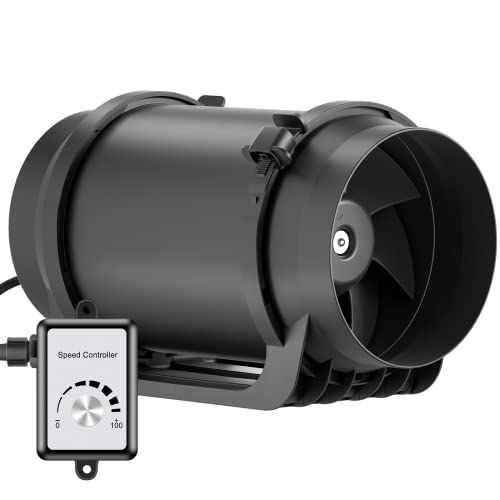 Hon＆Guan ダクトファン 150mm 究極風量 798m？/h 強力 無段階調速スイッチ付き 100〜120V ダクト用換気扇 産業用排風機 中間取付 (HI-150E