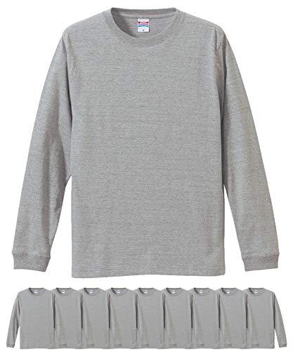 ユナイテッドアスレ 5011-01 5.6オンス ロングス リーブ Tシャツ 10枚セット メンズ (ミックスグレー,L)