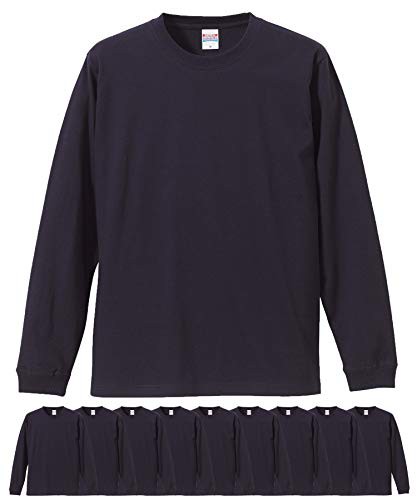 ユナイテッドアスレ UnitedAthle 5011-01 5.6オンス ロングス リーブ Tシャツ 10枚セット メンズ (ネイビー,M)