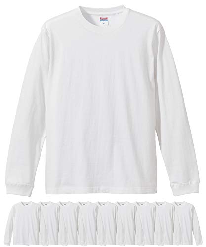 ユナイテッドアスレ 5011-01 5.6オンス ロングス リーブ Tシャツ 10枚セット メンズ (ホワイト,L)