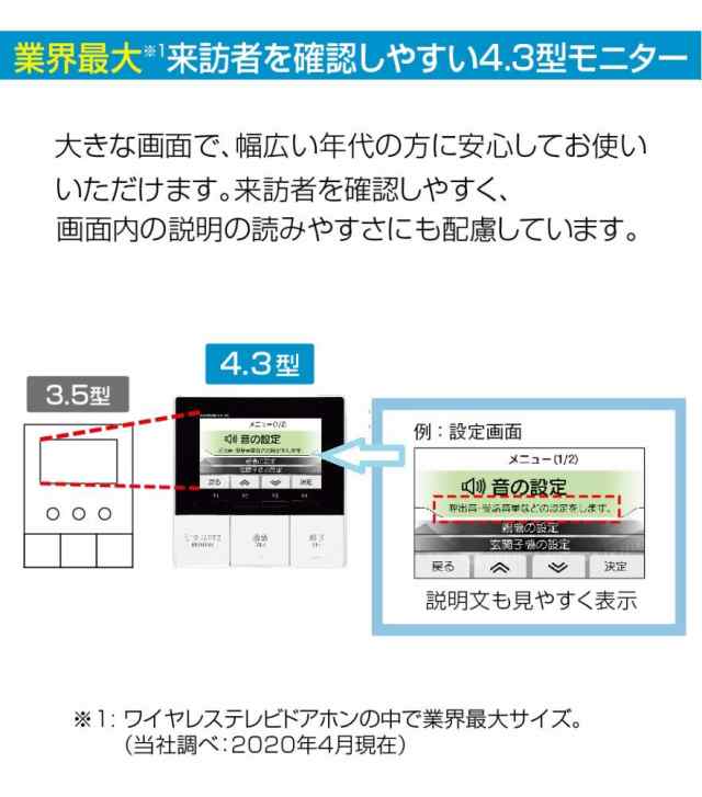 アイホン ドアホン インターホン ワイヤレス 子機電池式 配線工事不要 4.3型モニター 卓上設置可能 動画録画 親機と子機セット  ZA-TD3の通販はau PAY マーケット - famille | au PAY マーケット－通販サイト