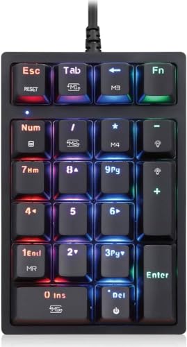 エアリア メカニカル NUMERIC Keypad 21キー N-Key ROLLOVER 青軸 左手用 深い ストローク キーパッド テンキー ゲーミング マクロ eスポ