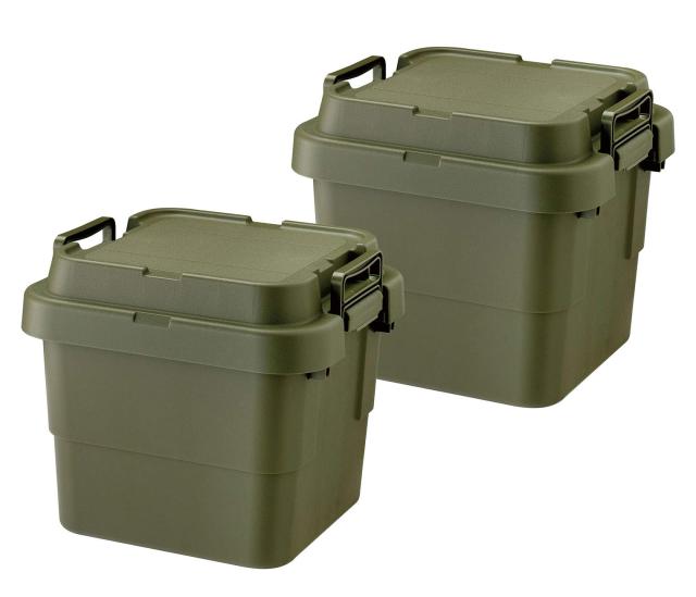 リス(RISU) 収納ボックス トランクカーゴ 30L グリーン 日本製 TC-30S 2個セット コンテナ ボックス スタッキング 屋外収納 キャンプ 防