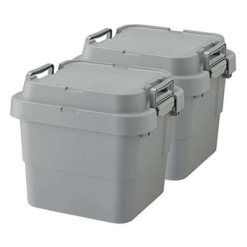 リス(RISU) 収納ボックス トランクカーゴ 30L グレー 日本製 TC-30S 2個セット コンテナ ボックス スタッキング 屋外収納 キャンプ 防水