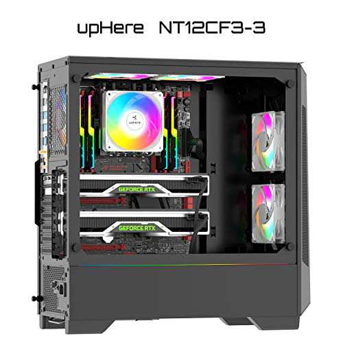 upHere 120mm PCケースファン 虹色LED搭載 静音 高性能 3PINコネクタ 3