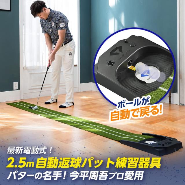 時刻表ゴルフ(DAIYA GOLF) 電動式パターつや消し ダイヤオートパット固定ディスク TR-478 自動小銃返球役立つこと 静音 密集して人工芝(長さ約2.5mｘ幅約25糎) グ