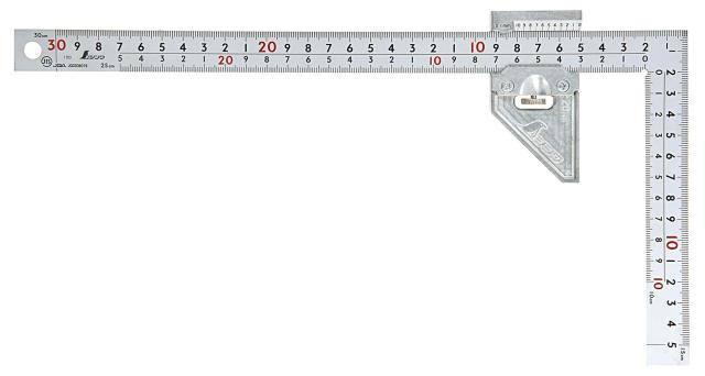 シンワ測定(Shinwa Sokutei) 曲尺 厚手広巾 シルバー 30？ 表裏同目 8段 曲尺用ストッパー金属製付 JIS 12486