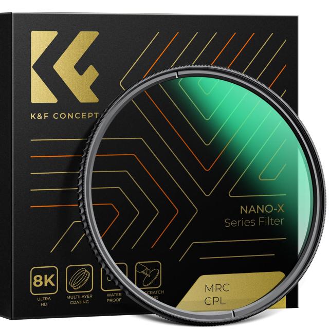 K＆F Concept 40.5mm PLフィルター 日本製AGC光学ガラス HD超解像力 高透過率 低い反射率 28層ナノコーティング サーキュラー コントラス