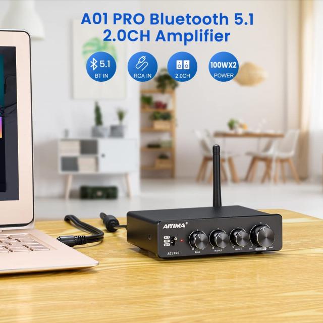 AIYIMA A01 Pro 100W x 2 アンプ Bluetooth 5.1 Class D インテグレー