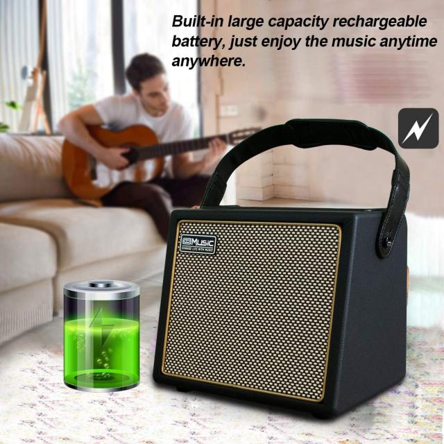 Coolmusic BP MINI アコースティック ギター アンプ、30 ワット BT スピーカー マイク入力付き充電式ポータブル アンプ ボリューム バス_3