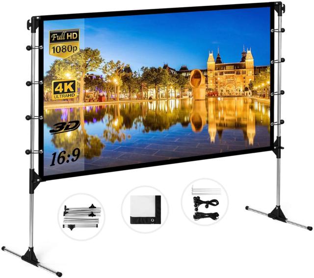 スクリーン 120インチ 16:9 プロジェクタースクリーン スタンド付き 自立式スクリーン projector screen スクリーン 壁掛け 持ち運び 折