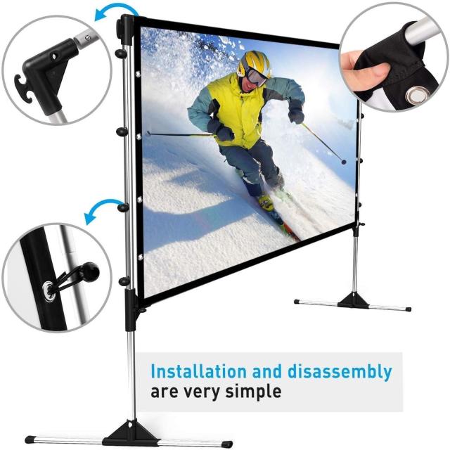 スクリーン 120インチ 16:9 プロジェクタースクリーン スタンド付き 自立式スクリーン projector screen スクリーン 壁掛け 持ち運び 折_1