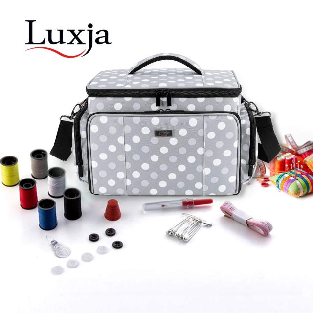 Luxja 裁縫箱 裁縫バッグ 大容量 ショルダーストラップ付き 裁縫道具 収納 持ち運び用 ソーイングバッグ バッグのみ グレードット