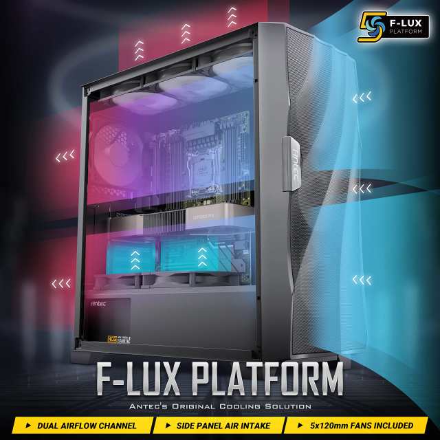 Antec、ARGBファン、強化ガラスパネル搭載 冷却型ミドルタワーPCケースDF700 FLUXの通販は