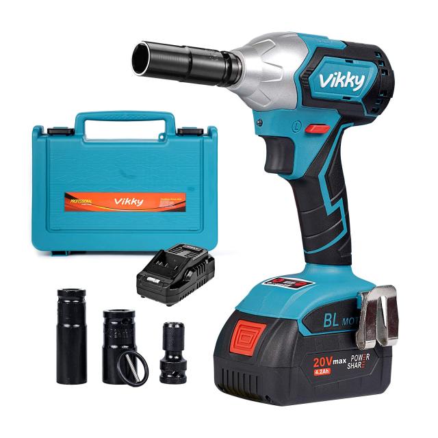Vikky1 / 2インチ20Vコードレスインパクトレンチ4.2Ahブラシレス4スピードスクエアインターフェースインパクトレンチコンビネーションキ