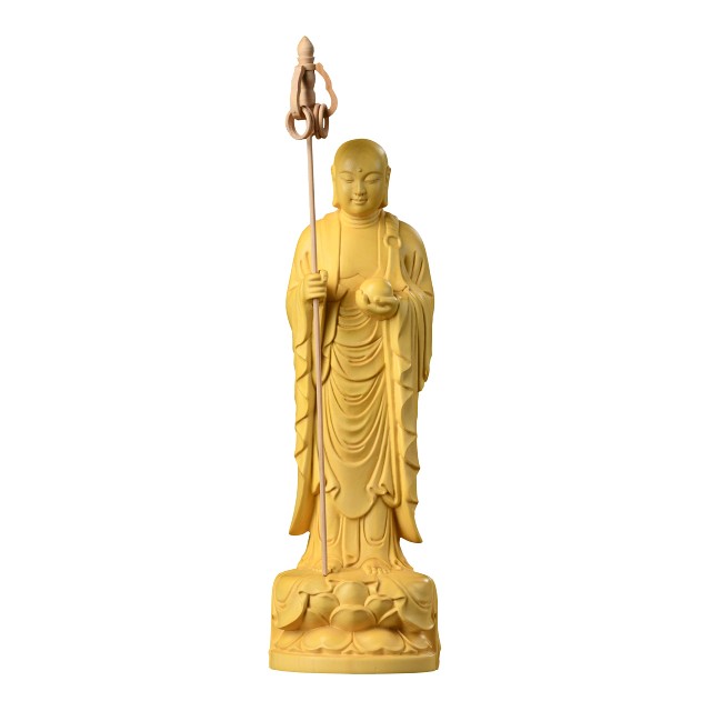 繁樓藝雕 仏像 地蔵菩薩 仏壇仏像 木彫り置物 柘植の木 祈る 厄除け 子育て 水子供養 守護 （高さ22.5cm×巾6cm×奥行5cm）の通販は