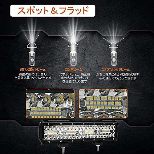 作業灯 LED ライトバー 車 12インチ 180W LEDワークライト 12V-24V兼用 ...