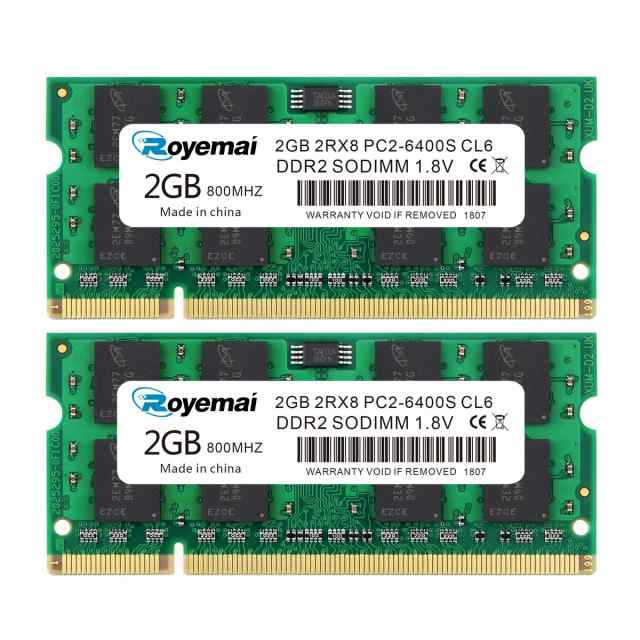 4GB PC2-6400 6400S DDR2 800 DDR2-800MHZ 800 800MHZ ノートPC用 メモリ (2GB×2枚) CL6  Non-ECC SO-DIMM RAM｜au PAY マーケット