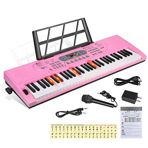Hricane キーボード ピアノ 電子ピアノ 61鍵盤 200種類音色 200種類リズム 60曲デモ曲 LCDディスプレイ搭載 光る鍵盤 楽器 日本語パネル