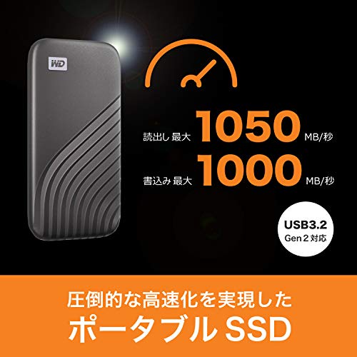 ウエスタンデジタル(Western Digital) WD ポータブルSSD 4TB グレー 