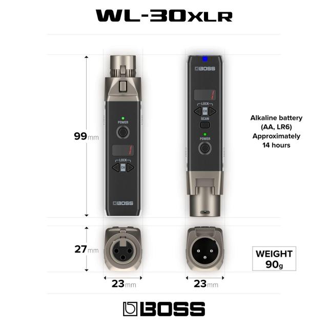 BOSS ボス WL-30XLR ワイヤレスシステム 簡単セットアップ ダイナミックマイクをワイヤレス化 最大70ｍの伝送範囲 4チャンネル ライブ パ_2