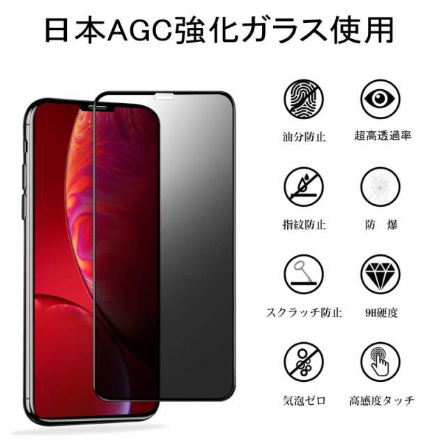 覗き見防止iphone 11/XR 用 ガラスフィルム2枚セットアイフォンXR/11用