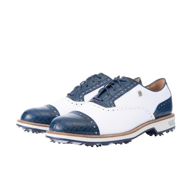フットジョイ ゴルフシューズ ドライジョイズ プレミア ターロウ Lace メンズ ホワイト/ネイビー 25.0cm W