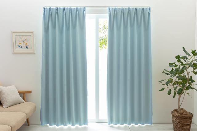 ユニベール 1級遮光 防炎 防炎ラベル付き 節電 省エネ 断熱 保温 日本製 無地 寝室 リビング カーテン 幅100cm×丈185cm 2枚 ベルーイ ブの通販は 5,222円