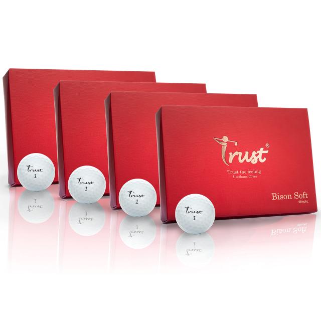 TrustトラストゴルフボールBison Soft 飛ぶ 曲がらない 止まるウレタンカバー3ピースリアクティブコア(ツアー系) 4ダース(48個入り) ホワ