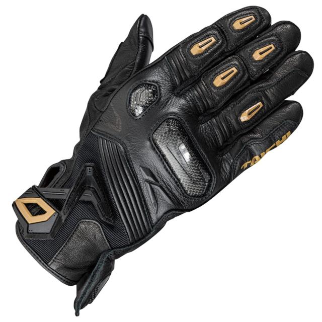 TAICHI(RSタイチ) バイク用 オールシーズン 革 タッチパネル対応 プロテクター内蔵 ラプター レザーグローブ RST441 BLACK/GOLD L